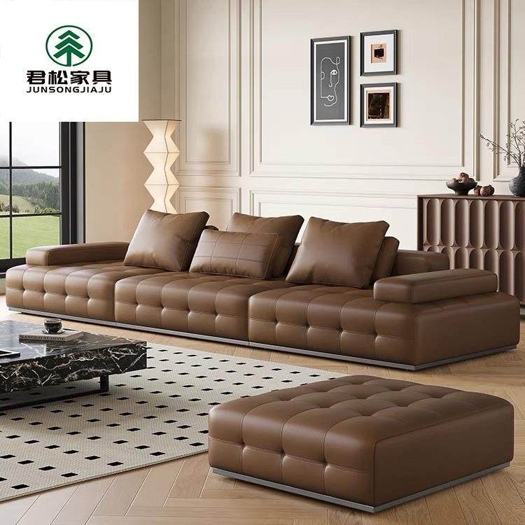 意式极简小户型客厅家具原木奶油风双人现代简约实木布艺云朵沙发