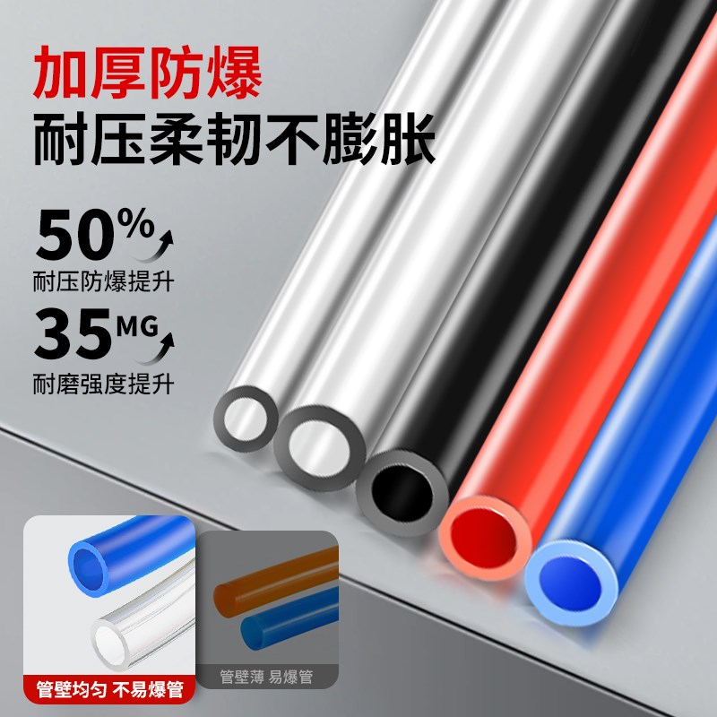 PU高压气管气动软管空压机连接管气泵透明防爆压缩气管6/8/10/12m