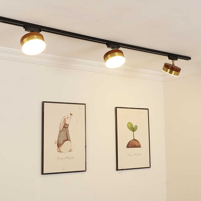 新款中古风轨道灯散光射灯商用补光胡桃木客厅餐厅灯服装店导轨灯