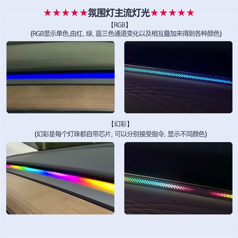 奥迪A4L氛围灯S4改装中控仪表出风口音响轮廓主动全车氛围灯