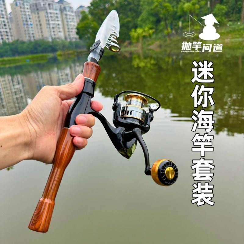 抛竿问道迷你海竿套装超硬便携短小1.68米浏阳钩钓法钩饵全套钓组