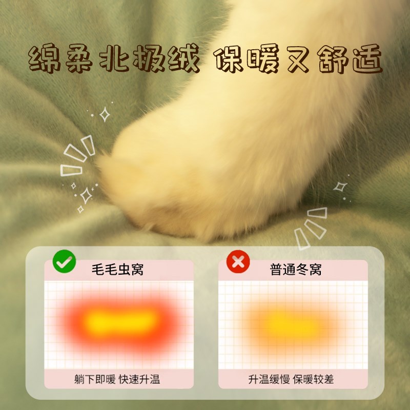 毛毛虫睡袋猫窝冬季保暖猫咪加厚帐篷封闭式宠物狗窝猫咪冬屋