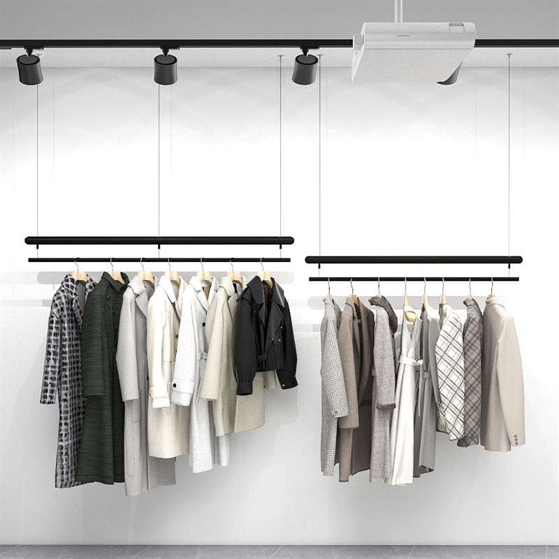 墨希服装店挂衣架悬挂吊顶钢丝吊架哑黑色网红创意个性展示架吊挂