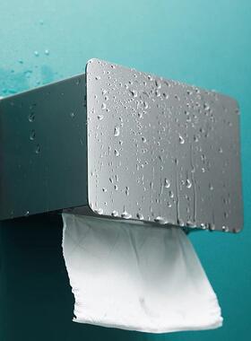 枪灰色抽纸盒纸巾盒卫生间壁挂式304不锈钢厕纸盒卷纸置物架防水