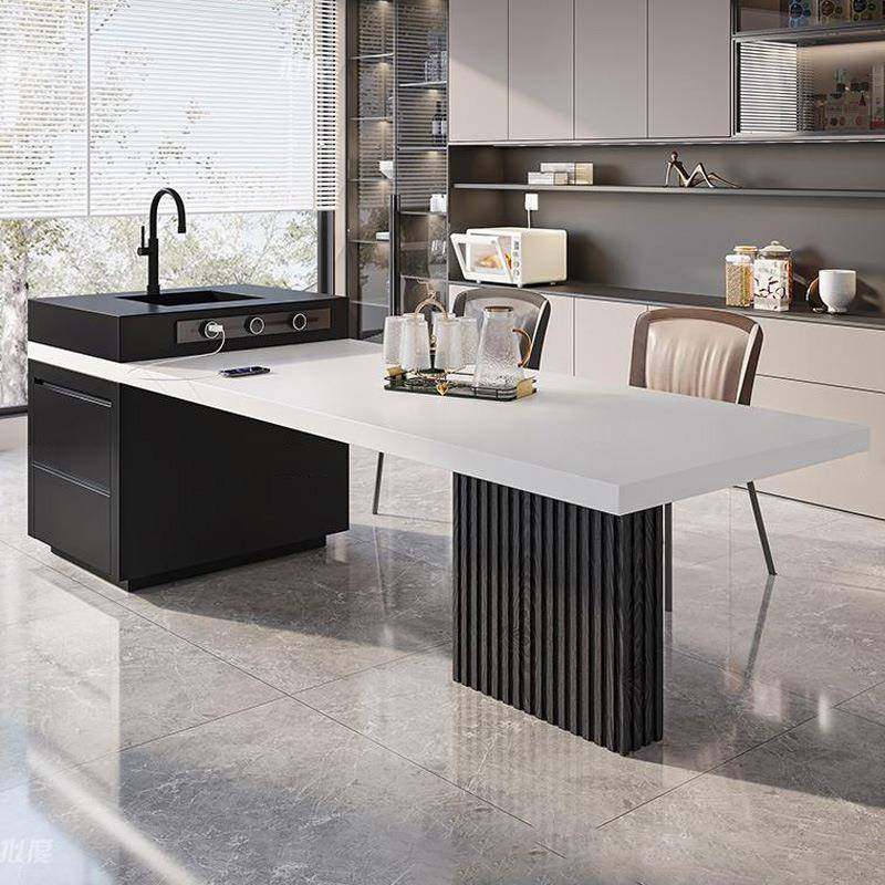 现代极简岩板岛台餐桌一体可伸缩水盆中导台多功能吧台电磁炉水槽,收纳整理,烫衣板及配件,淘宝优惠券,粉丝福利购,淘宝优惠卷