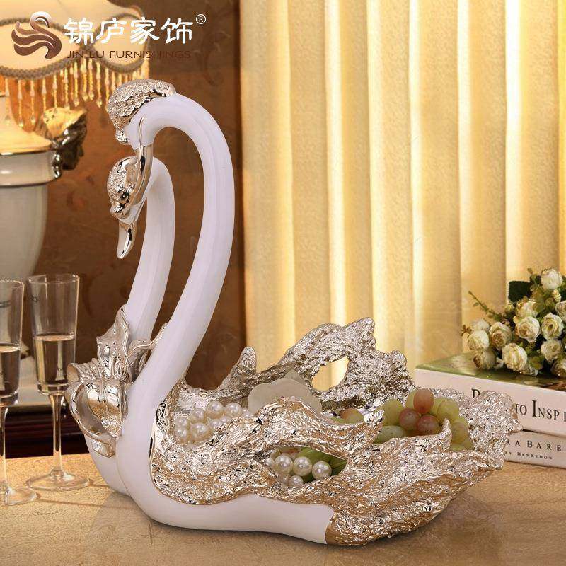 欧式天鹅水果盘摆件树脂工艺品工艺品储物罐摆设餐桌客厅茶几摆件,收纳整理,烫衣板及配件,淘宝优惠券,粉丝福利购,淘宝优惠卷