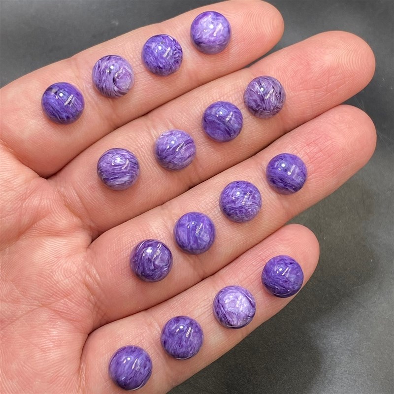 清仓处理!天然紫龙晶戒面裸石蛋面圆形DI Y镶嵌戒指项链手链耳钉