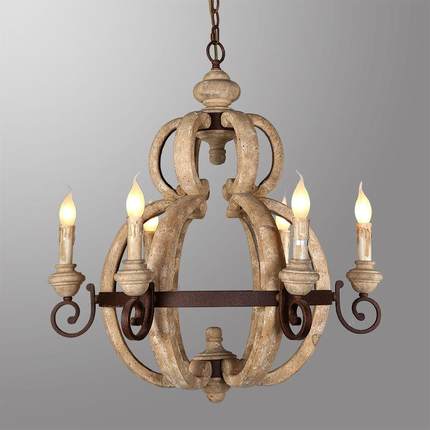 复古实木吊灯欧式木艺吊灯美式别墅书房衣帽间loft楼梯木制吊灯