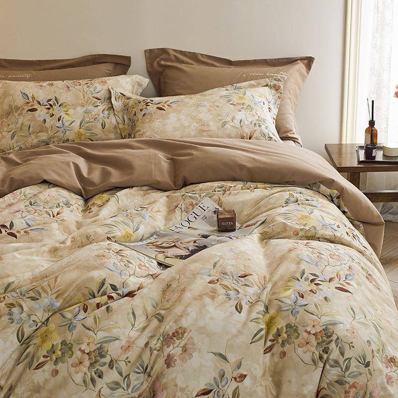 秋冬田园花卉纯棉加厚磨毛四件套全棉加密数码印花保暖床上用品