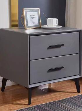 床头柜简约现代家用卧室2024新款实木床边柜小型主卧高端灰色柜子