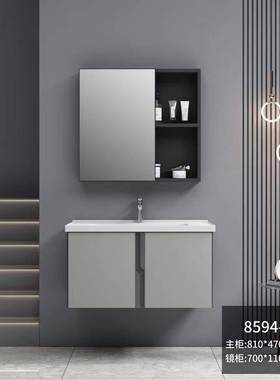 卫生间浴室柜潮州铝柜不绣钢门板珠光灰色吊柜挂墙式柜8594
