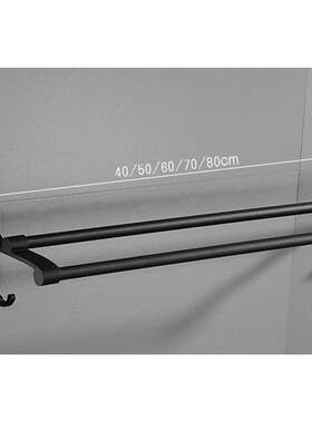35cm免打孔45cm55cm65cm75cm95cm1m1.1m黑色毛巾架可可订孔太空铝
