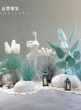 仿真旅人蕉蓝色网红绿植造景服装珠宝店铺橱窗装饰场景布置摆件