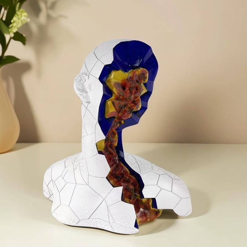 北欧玄关抽象人物雕塑树脂摆件样板房售楼处样板房间复古软装饰品