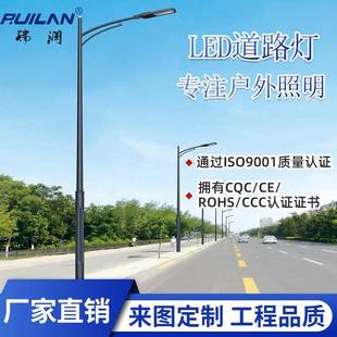 LED市电路灯单双臂6米8米12米道路照明足瓦30W60W100W道路照明灯