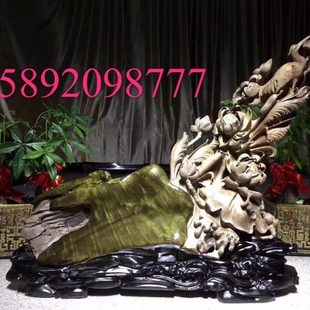 乌木小叶桢楠金丝楠木雕一鹭莲升马牛龙龟根雕玄关客厅工艺品摆件