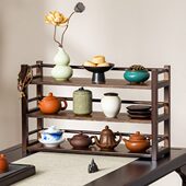 桌上小型博古架桌面茶具置物架家用茶碗茶叶罐摆放架紫砂壶收纳架