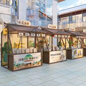 古风景区市集摊位架户外商业广场节日活动摆摊架夜市美食售卖花车