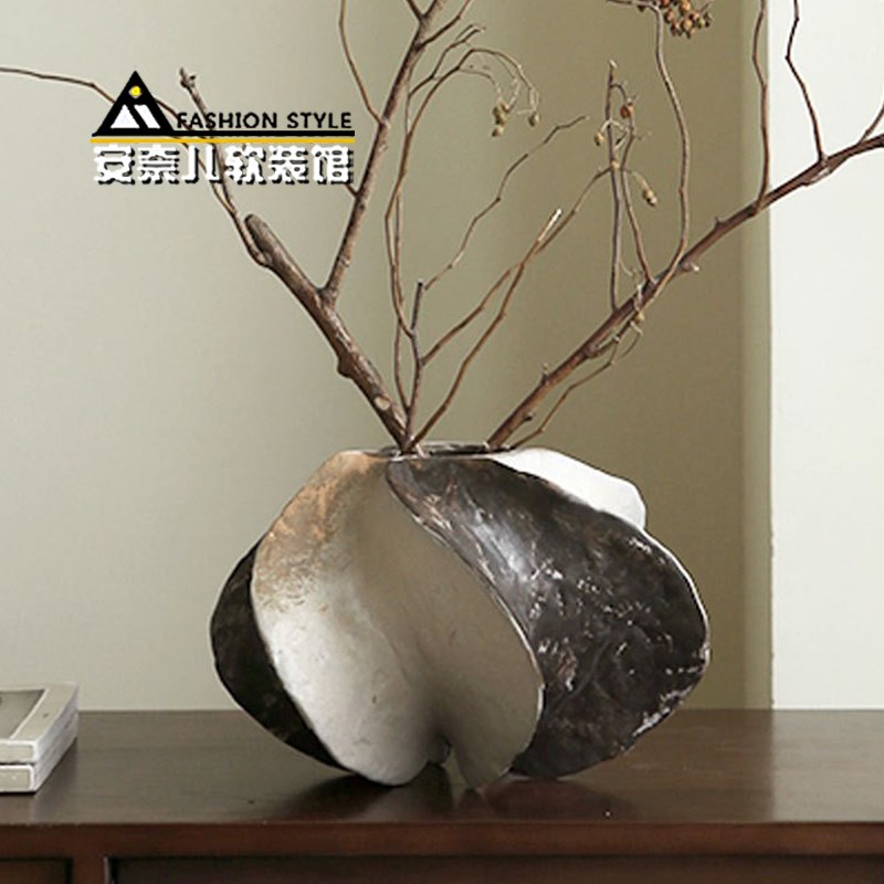 手作肌理纹艺术花器抽象杨桃花瓶侘寂风样板间酒T店民宿装饰品摆