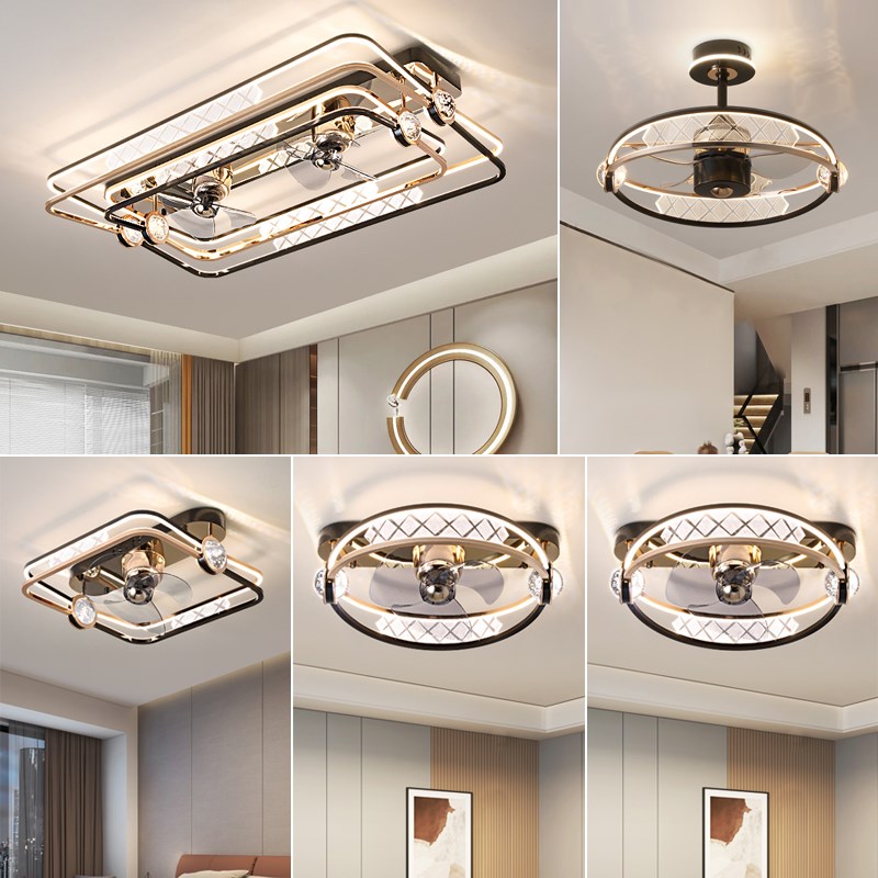 2024新款风扇灯客厅摇头一体电扇灯现代轻奢大气卧室房间全屋灯具