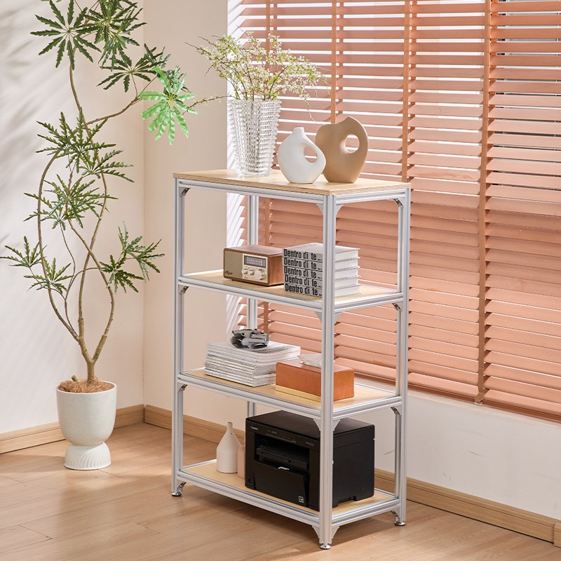 铝型材桦木海洋板展示柜多层置物架陈列架样品架展示架落地收纳柜