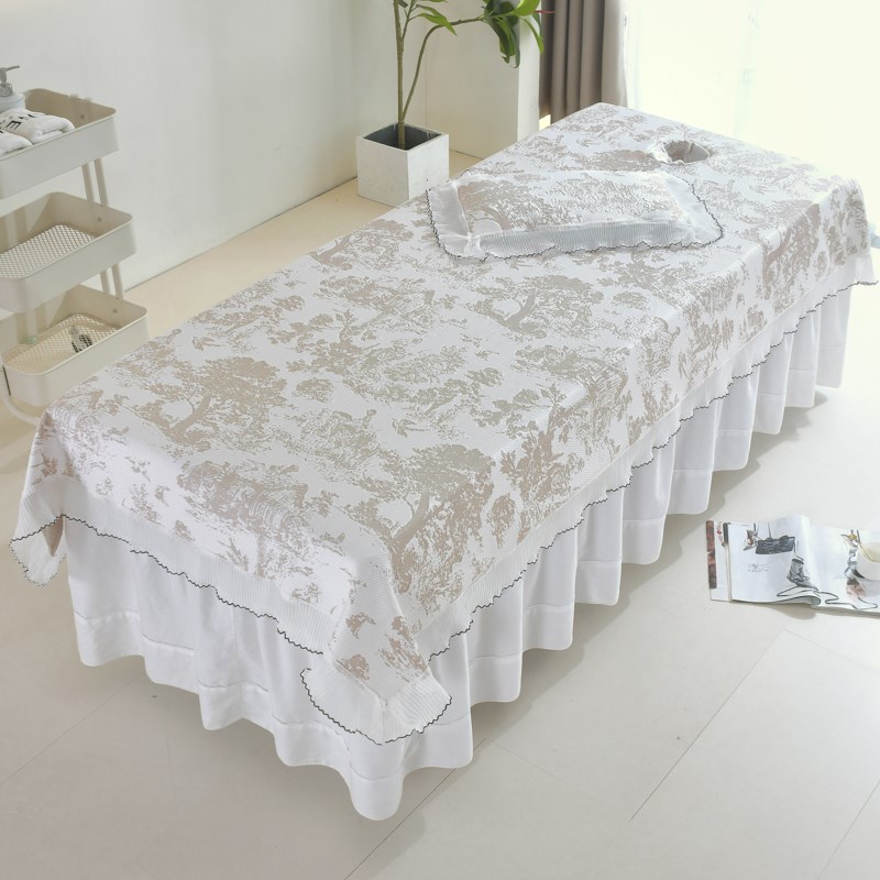 高级感美容院专用凉席按摩床空调席子理疗床单夏季带洞高档可水洗