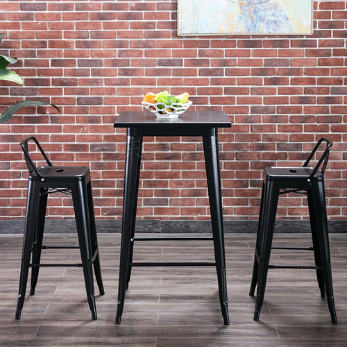 长方形铁艺长条桌金属靠墙不锈钢吧台桌阳台户外高脚桌简约酒吧桌