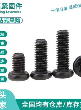加硬碳钢 PM发黑十字圆头机牙螺丝盘头机丝螺丝螺钉 M1.4/M2.5/M3