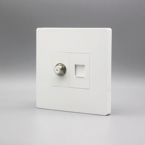 大板款网络电视面板86型六类千兆七类万兆网线插英制F头墙壁插座