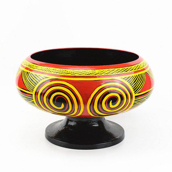 四川凉山少数民族特色工艺品昭觉彝族漆器中号木柯汤钵餐具