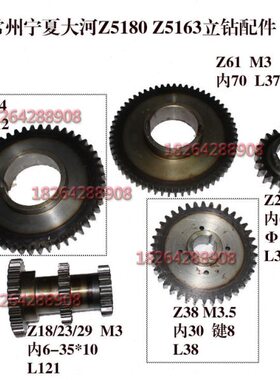 大河常州Z5180Z5163立钻配件齿轮Z61齿Z48齿z18/23/29齿z24齿Z38