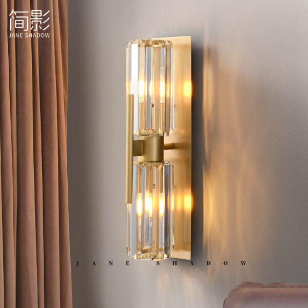 意式轻奢大气高档黄铜水晶壁灯别墅客厅背景墙卧室过道走廊大堂