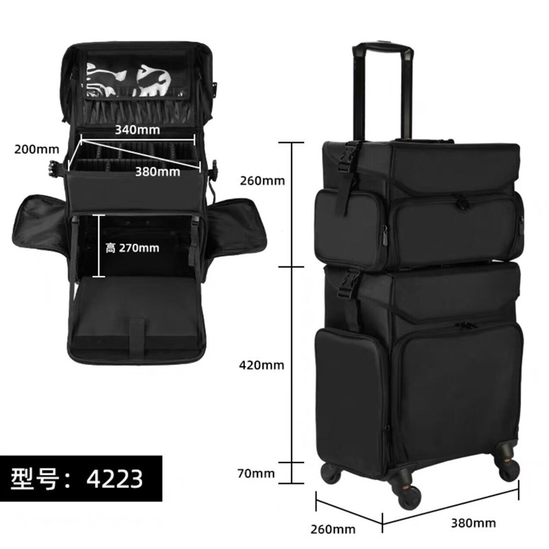 OBOX大容量化妆箱专业跟妆师纹绣美甲专用N拉杆工具箱牛津纺行李