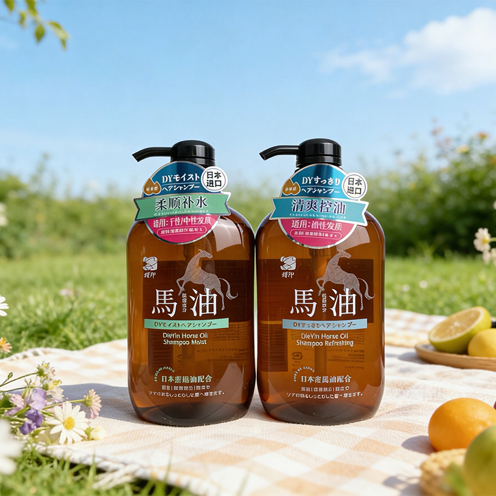 日本进口蝶印马油洗发水清爽控油深层清洁柔顺补水洗发露600ml
