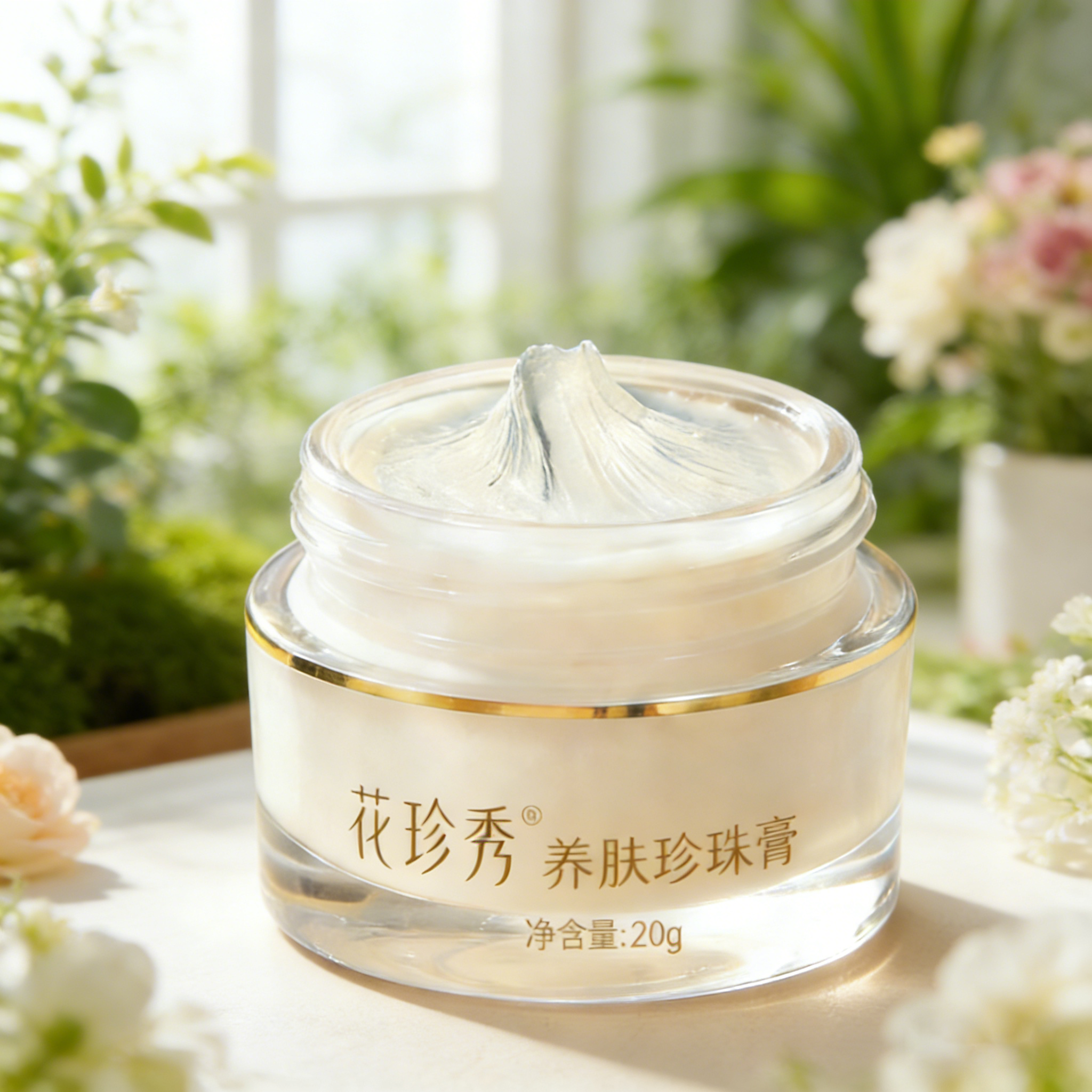花珍秀养肤珍珠膏抗皱保湿提亮肤色遮瑕莹润亮泽珍珠膏