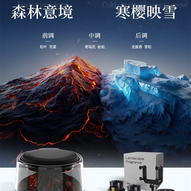 ABMG首创火山/冰山云雾观景车载香薰车内高端香水汽车装饰品摆件