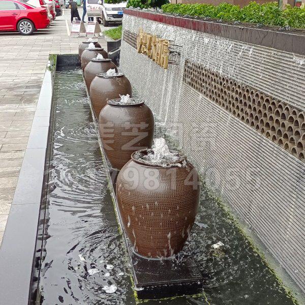 酒店门口水池涌泉水景观坛子循环流水陶罐喷泉缸陶瓷花瓶装饰摆件