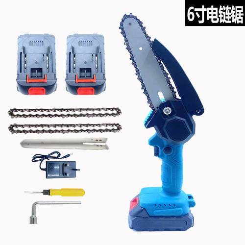 外贸供应商家用大功率6寸锂电电链锯迷你电动电锯无线修树枝切割