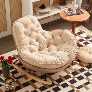 蜂窝摇椅企鹅摇椅懒人沙发客厅卧室阳台单人摇椅蛋壳椅午睡奶油风