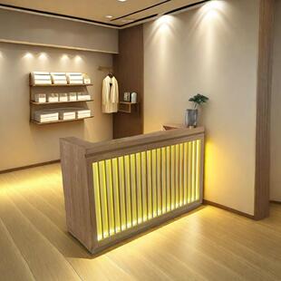 新中式足疗美容院接待台养生馆理发店前台日式吧台茶楼餐厅收银台