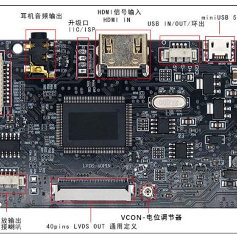 7寸8寸10.1寸ips单HDMI音频板高清IPS通用驱动板套件显示器触摸屏