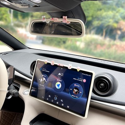 比亚迪海豚车内后视镜装饰可爱车贴改装倒车镜保护套防撞框用品