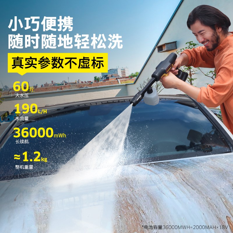 德国卡赫无线洗车机家用锂电池高压水枪手持便捷充电刷车水泵KHB2