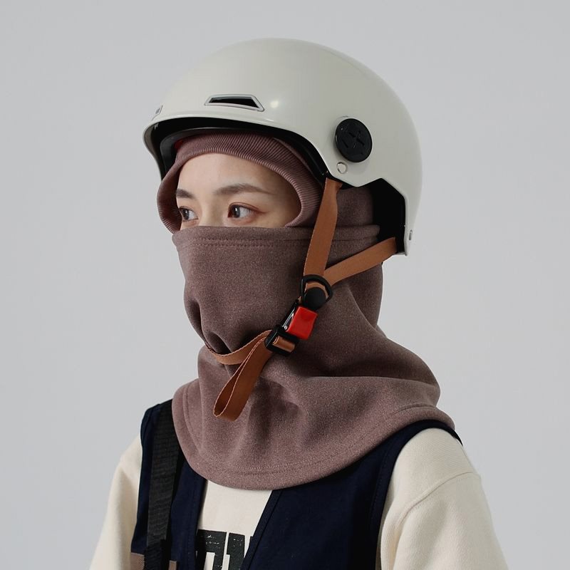 东东安全帽帽防风面罩套头帽子男女秋冬户外骑电动车加绒加厚保暖