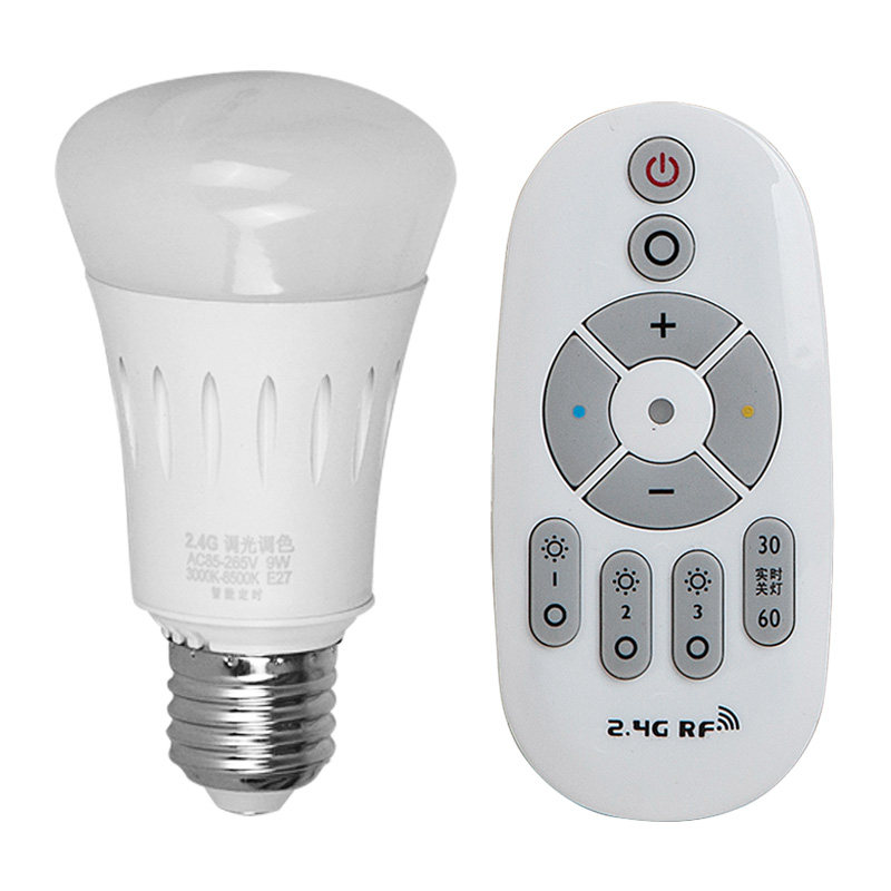 智能无线遥控调光led灯泡双色光源e27螺口灯头家用节能灯定时开关