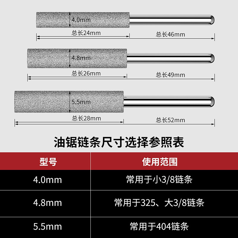 油锯链条磨链机磨头电锯圆锉打磨机用电动锉刀陶瓷金刚砂磨头配件