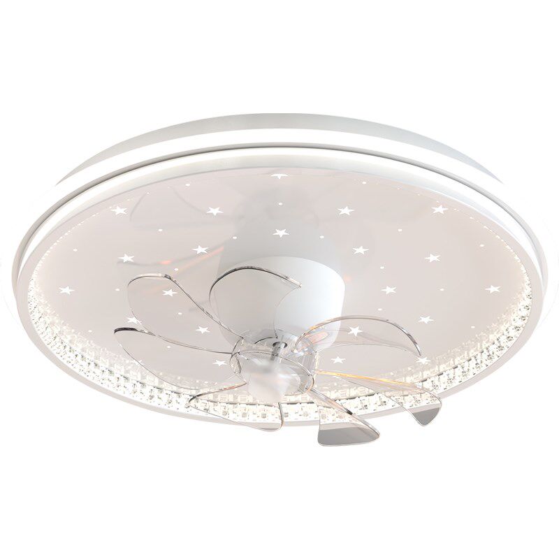 卧室圆形吸顶吊扇灯360度摇头变频电机全光谱护眼光源太空人风扇