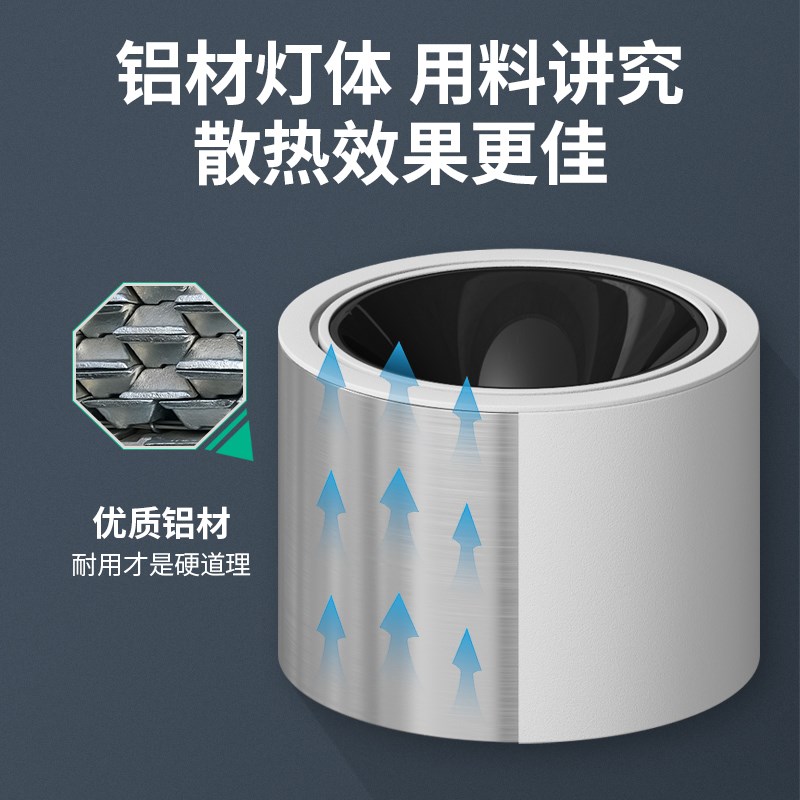 超薄明装射灯防眩可调角度小山丘光效免开孔客厅无主灯筒灯