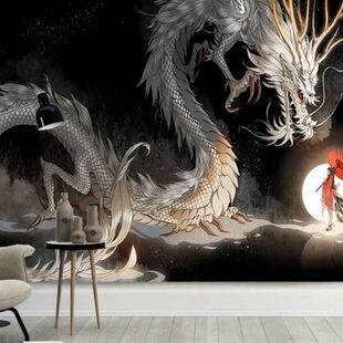龙年中国龙墙布挂布背景墙背景布装饰卧室床头高级感宿舍墙面画布