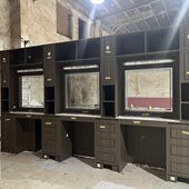 发廊VIP专用带盆一体镜台复古风油头馆理发镜台男士 美发镜带柜